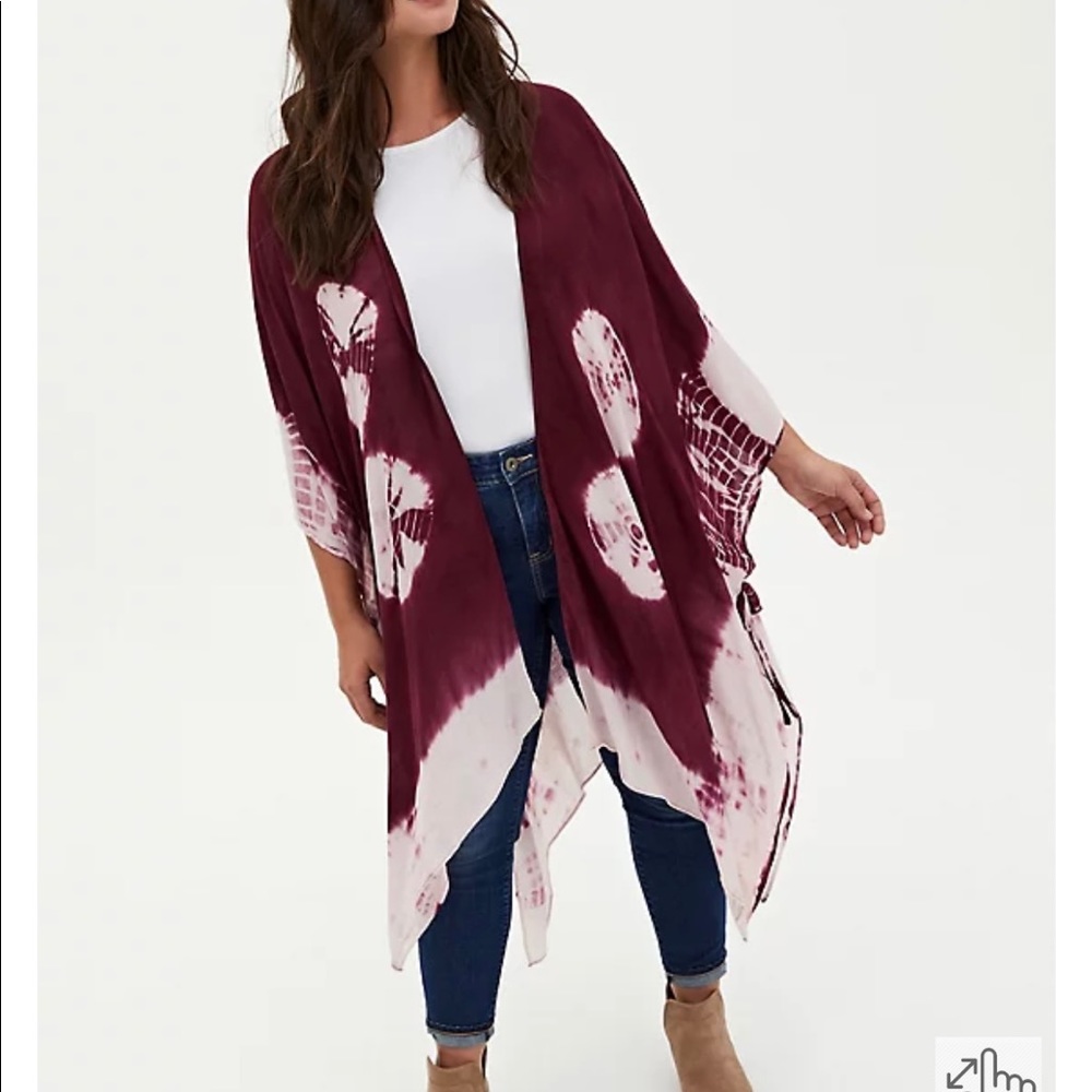 BURGUNDY PURPLE TIE-DYE LONGLINE RUANA